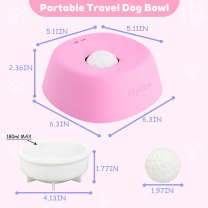 Slow Feeder Dog Bowls for Liquid Treat, 【Enrichment Ball-Roll】 Bone Broth Dog Lick Bowl, 3/4 Cup Yogurt Pup Lick Toy for Large Medium Small Breeds Dietary Supplement/Post-Op Nutrition (Pink)